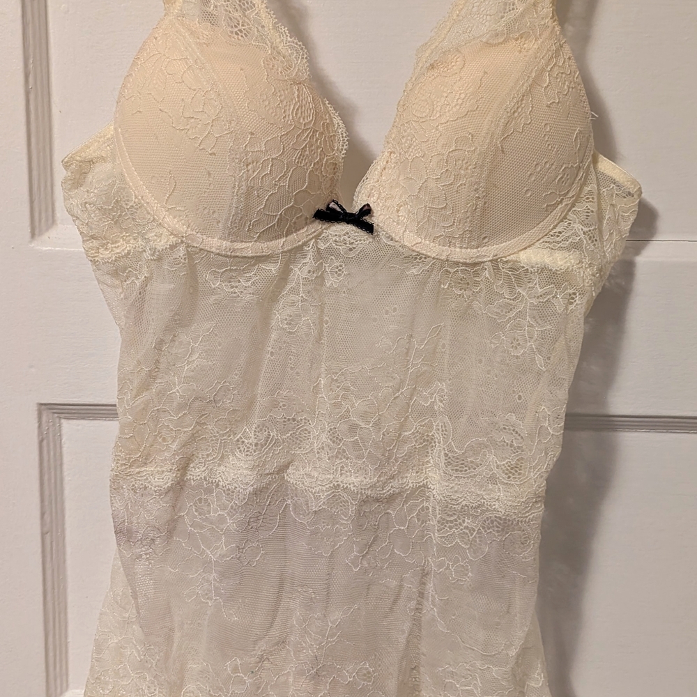 Blush Lace Chemise in Cream with Black Accent